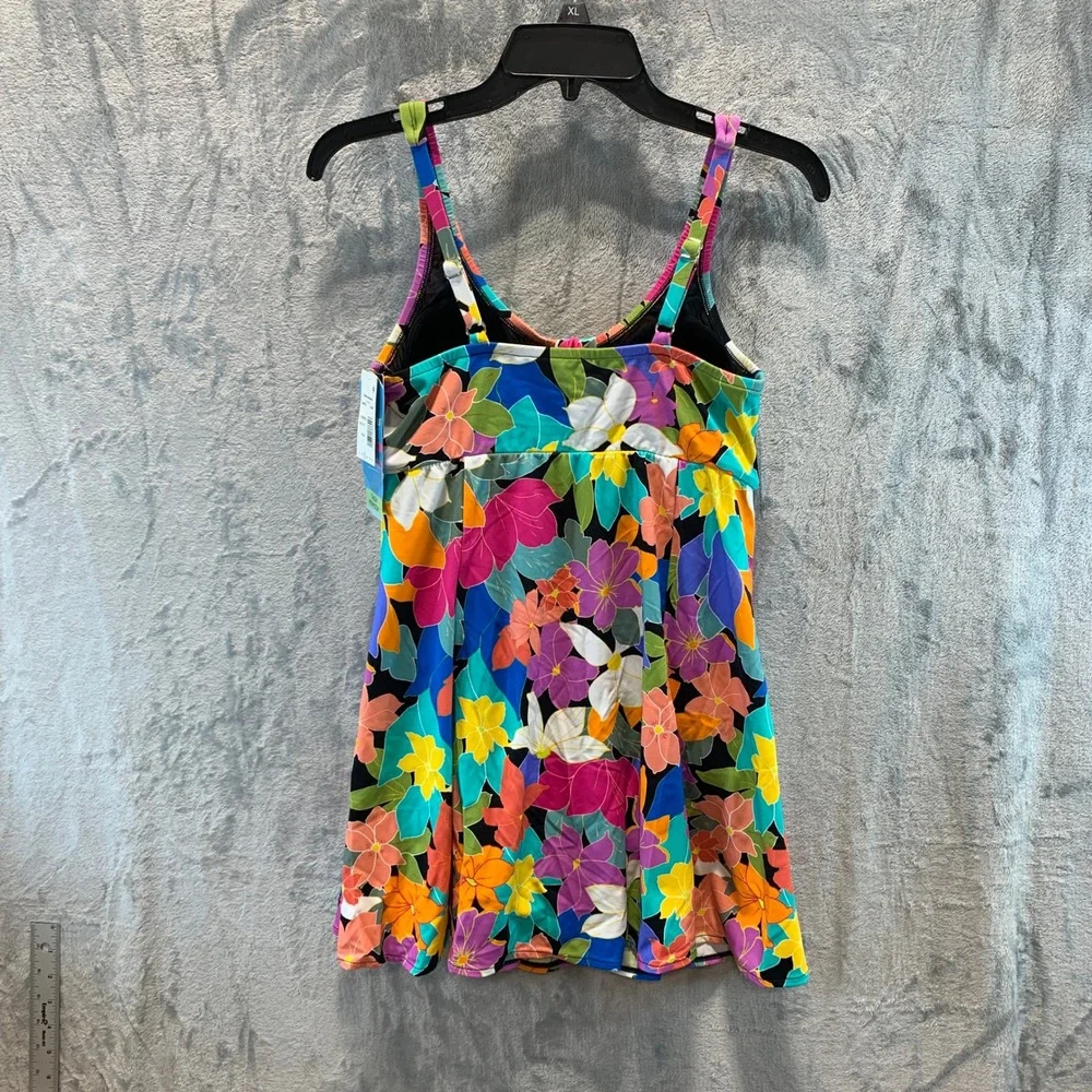 Swim Solutions Floral Thigh Minimizer Swimdress Multi Color Size 12 60200106